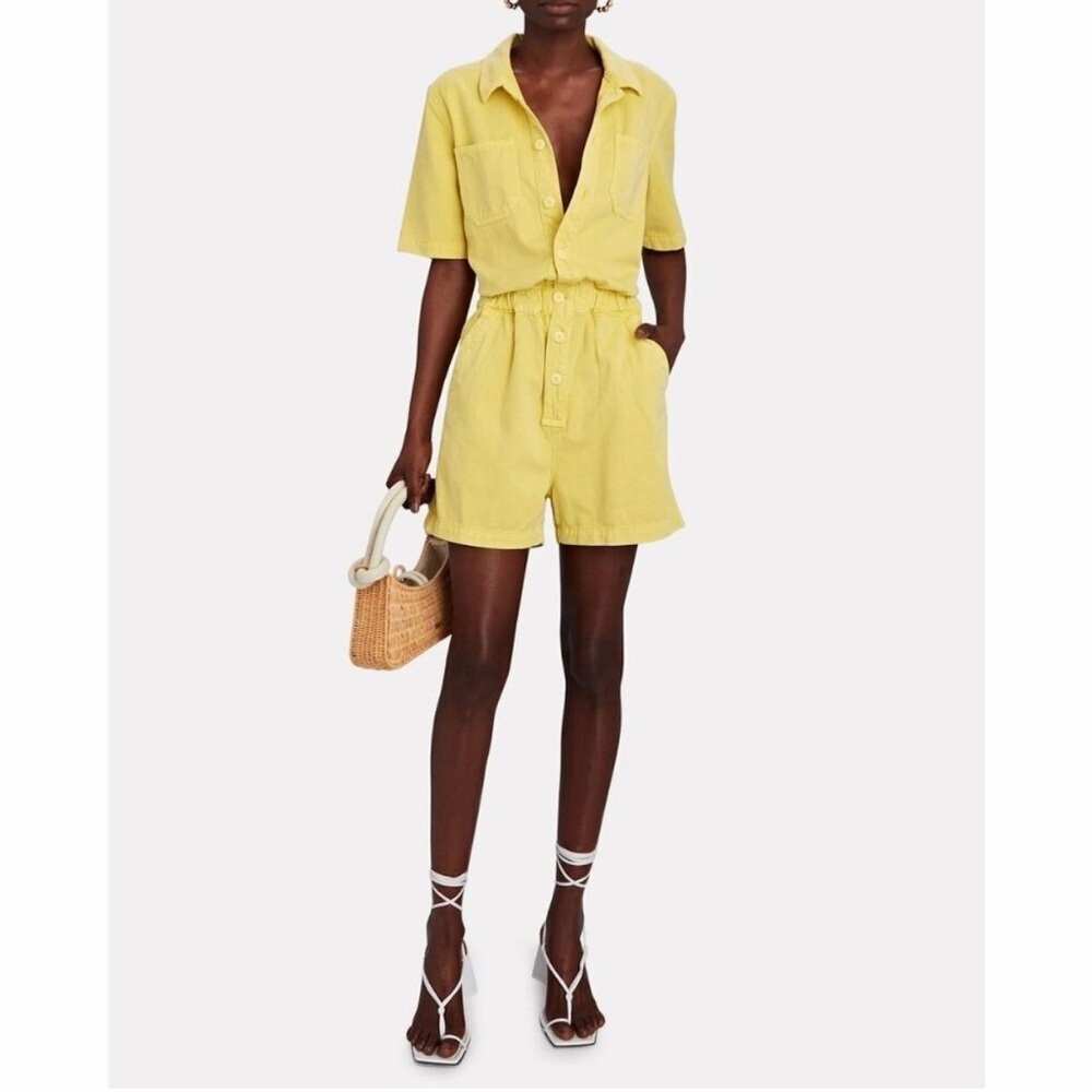 MOTHER The Springy Short Romper Primrose Yellow Size XS